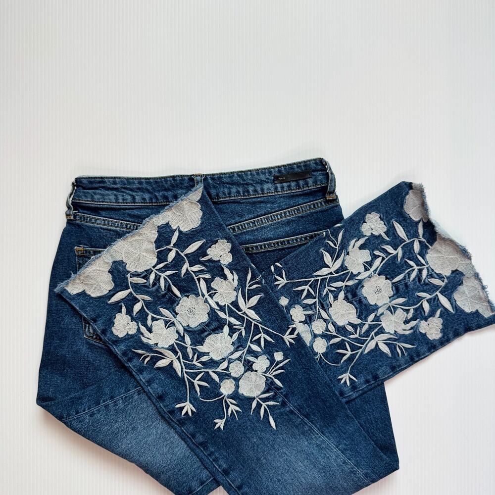 Anthropologie Pilcro Flare Jeans Women’s 26 Floral Embroidered Naturecore Boho - Picture 13 of 16